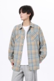 现货W件格子衬衫男学生大码宽松潮牌工装衬衣外套黄CY01控58，男装衬衫，电商A456（原C415）