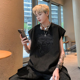 B06特P20潮牌烧花无袖背心男夏季宽松运动坎肩美式t恤，男装T恤，电商A456（原C415）