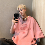 JPT08-P28控48插肩袖夏季美式复古短袖T恤男士休闲咖啡上衣，男装T恤，电商A456（原C415）