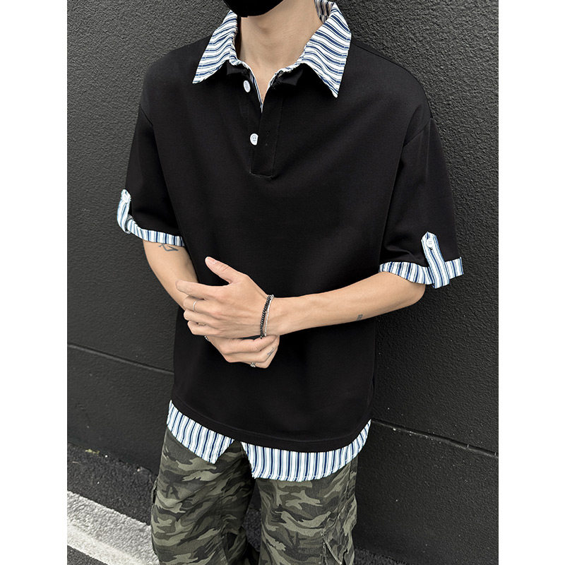 二开A456-T916-P32特现货主推曼巴棉夏季T恤潮流假两件POLO短袖,男装T恤,电商A456（原C415）