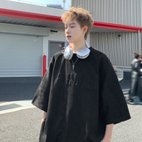 JPT02-P28控49美式字母钢印重磅短袖t恤男夏季潮牌麂皮绒黑，男装T恤，电商A456（原C415）