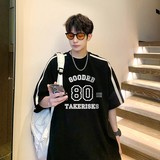 T585-P40控59夏季潮牌男士潮流T恤上衣插肩袖宽松织带重磅短袖，男装T恤，电商A456（原C415）
