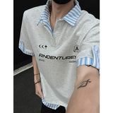 A456-T919-P35特主推曼巴棉亨利夏季T恤宽松潮流假两件POLO短袖，男装T恤，电商A456（原C415）