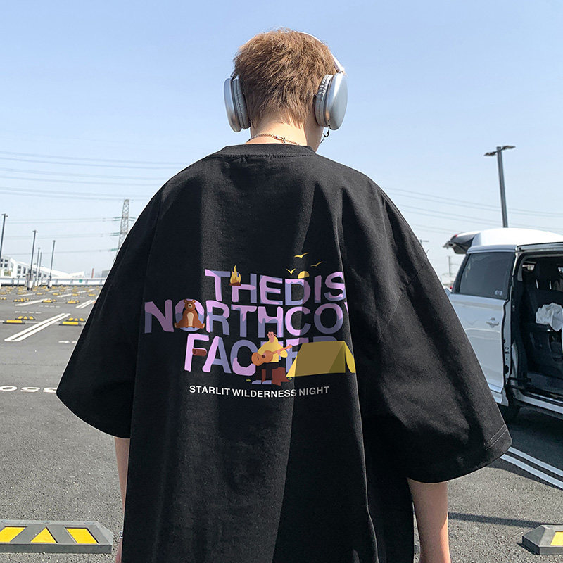 T86-P20特230克T恤男潮牌短袖纯棉宽松大码情侣夏装上衣落肩,男装T恤,电商A456（原C415）