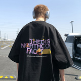 T86-P20特230克T恤男潮牌短袖纯棉宽松大码情侣夏装上衣落肩黑，男装T恤，电商A456（原C415）