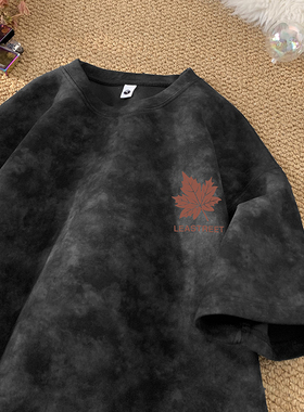 A456-ZR150-P25现货230克夏季美式痞帅扎染T恤男宽松潮牌短袖b