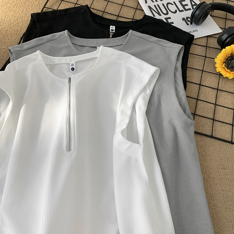 280克净版美式半拉链背心男韩版宽松无袖t恤A456-B36-P23特A，男装背心/马甲，电商A456（原C415）