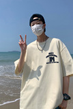 直播有280克大码发泡美式潮牌宽松网丝印花复古短袖t恤A432-T523-，男装T恤，电商A456（原C415）