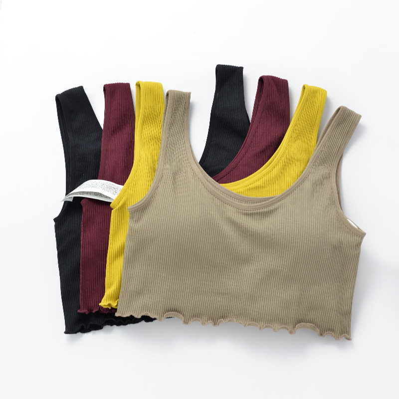 外穿背心式运动文胸，瑜伽室健身房带胸垫内衣木耳边纯色,运动服/休闲服装,运动文胸,淘宝优惠券,粉丝福利购,淘宝优惠卷