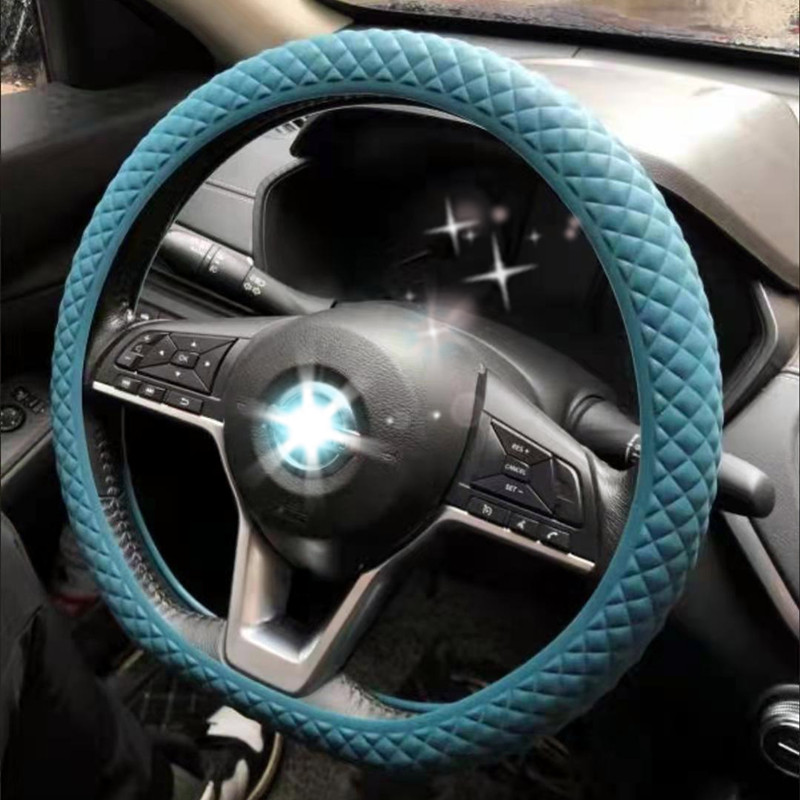 超薄硅胶把套弹力时尚柔软方向盘套防滑D型平底通用夏季耐晒水洗