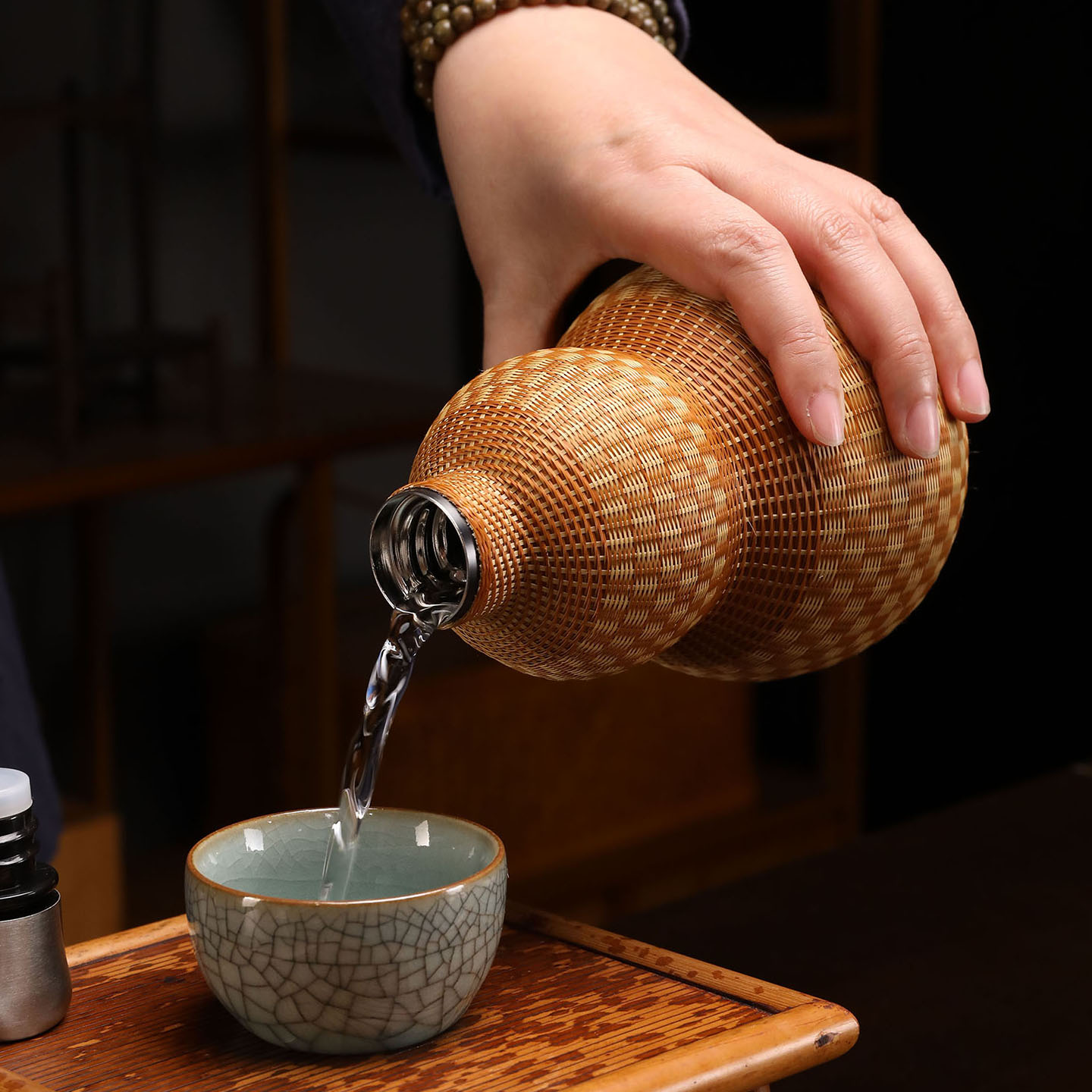 竹编热水瓶水壶保温壶葫芦瓶大容量斜挎小暖壶旅行便捷壶酒壶酒瓶