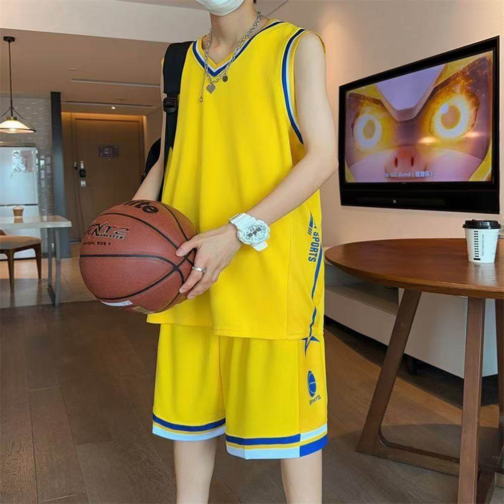 篮球服套装男学生宽松透气球衣夏季运动套装健身跑步背心短裤一套