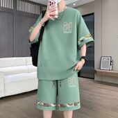 夏季 男士 套装 短裤 两件套学生帅气青少年 国潮运动休闲宽松短袖 新款