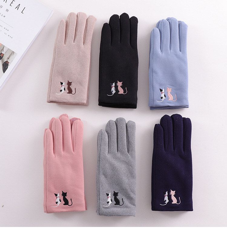 秋冬纯棉全指卡通骑行保暖手套