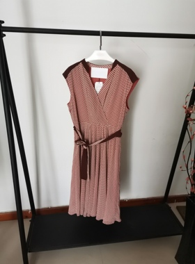 H22008华系雪纺连衣裙XL12729女夏季2025新款气质显瘦收腰无袖裙