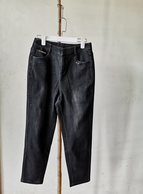 21597牛仔裤女高腰2025春季新款韩版显瘦弹力九分小个子烟管裤子