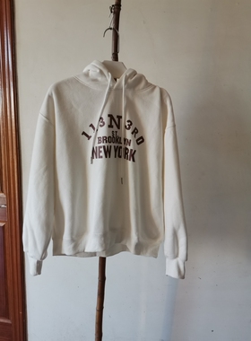 2024年冬季M025加薄绒白色宽松韩版版大码卫衣