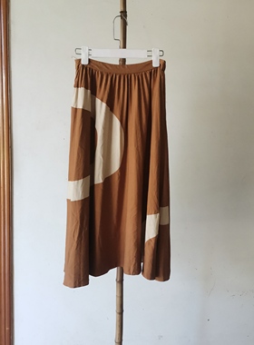M1325CQ909-C春夏季高腰显瘦拼色百褶半身裙女中长款裙子