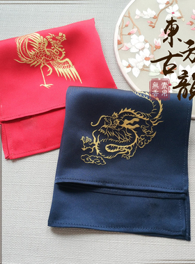 素帛无香subersilk 桑蚕真丝手绘龙凤潮汕结定婚庆新人换手布喜帕