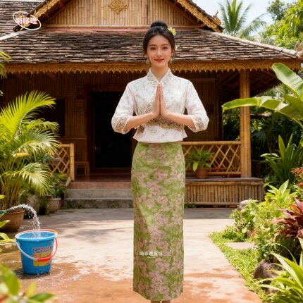 新中式傣族服饰套装女高品质春夏季新款透气绣花上衣长裙旅游穿搭