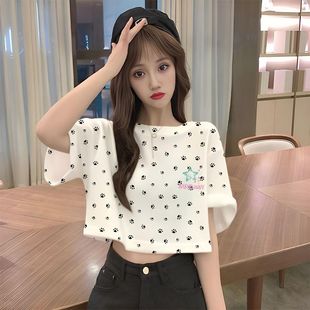 时尚 2025爆款 t恤女装 百搭ins设计感短款 气质甜美宽松显瘦上衣 短袖