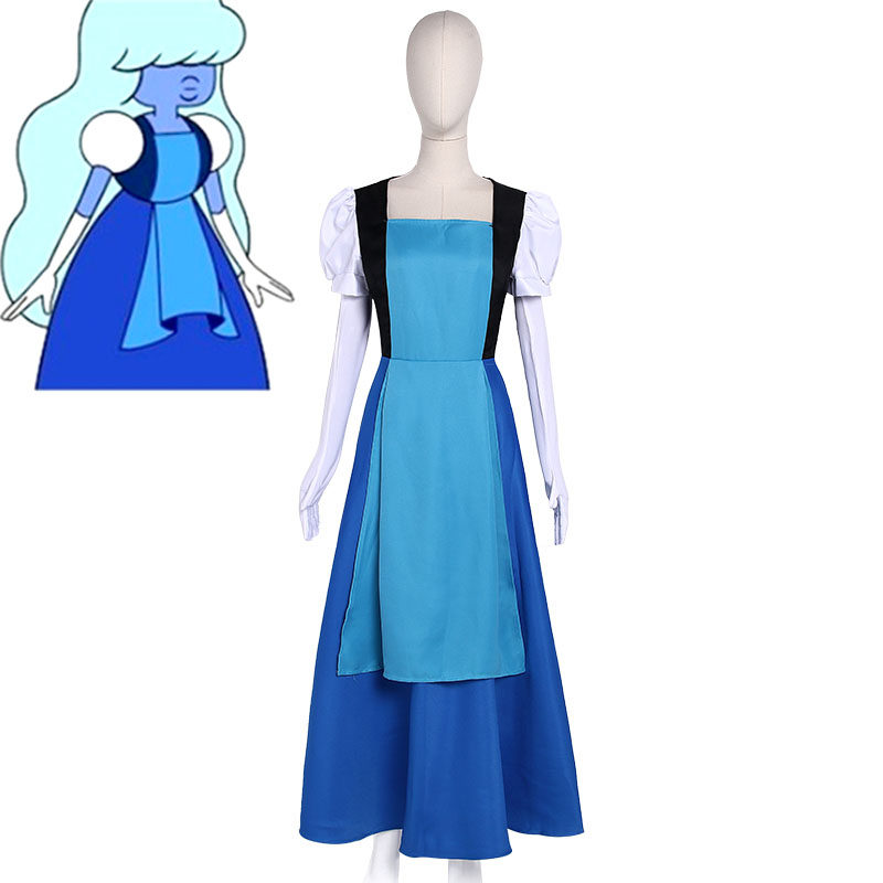 史蒂文的宇宙 宇宙小子Sapphire蓝宝石蓝色长裙子Cosplay动漫服装