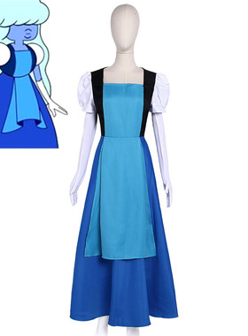 史蒂文的宇宙 宇宙小子Sapphire蓝宝石蓝色长裙子Cosplay动漫服装