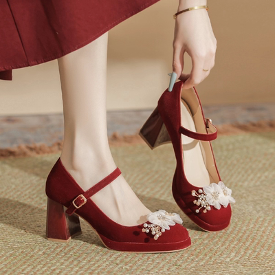 【高级感】红色玛丽珍高跟不累脚