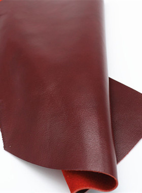 头层牛皮真皮皮料油蜡皮酒红红色纳帕平纹棕色沙发软包床头小