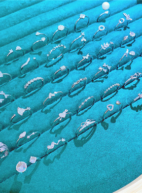 日韩简约珍珠锆石开口几何戒指