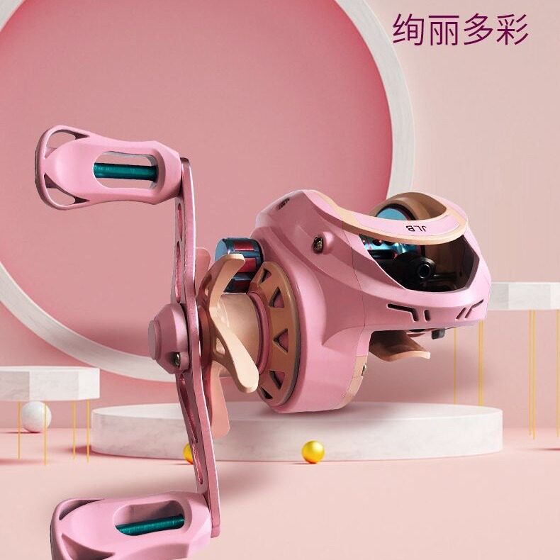 水滴轮马卡龙粉色清新女生远投金属渔线轮防炸线协力报警厂家批发