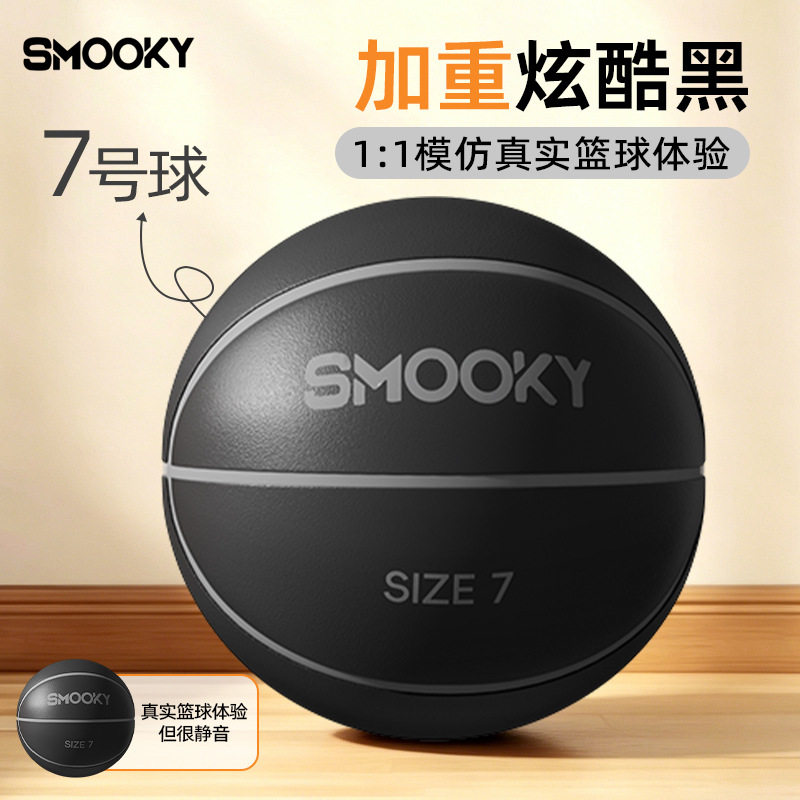 SMOOKY加重静音篮球室内训练专用儿童学生青少年高级重力蓝球静音