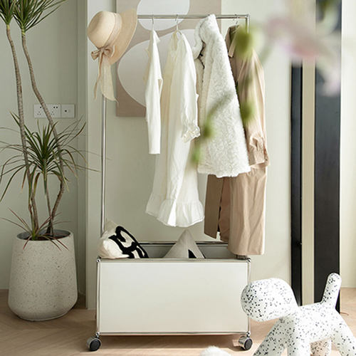 中古USM不锈钢落地挂衣架穿衣镜