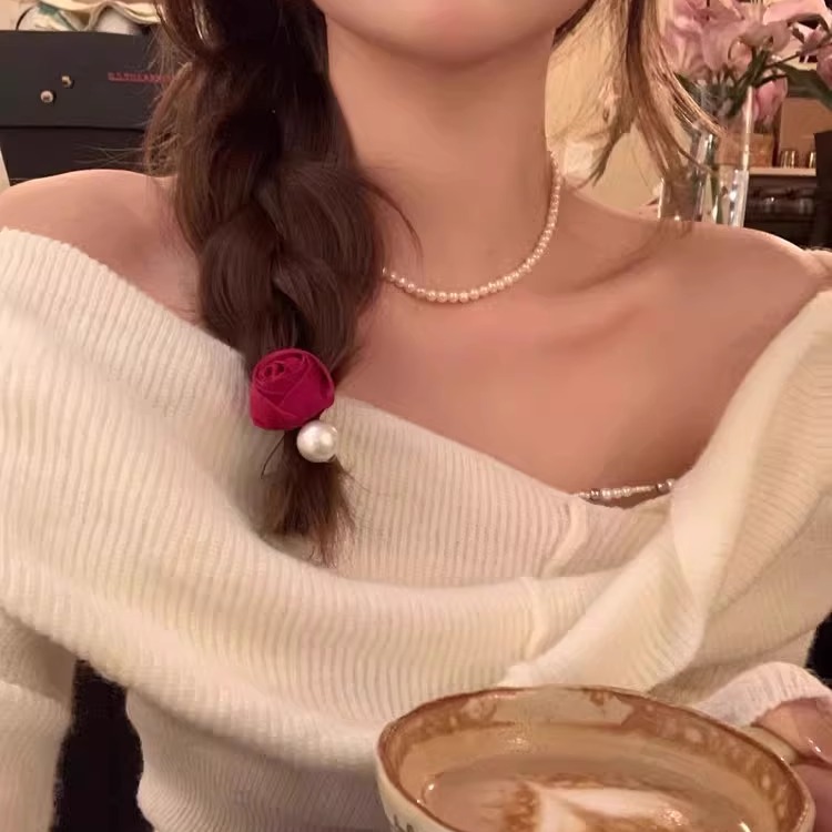 温柔热烈的玫瑰~复古风气质珍珠玫瑰鸭嘴夹~点缀每一次的盛装出席