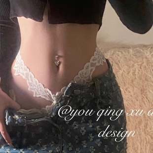 甜酷御姐腰 性感纯欲网纱细带低腰内裤 撩人 外露蕾丝腰带超涩