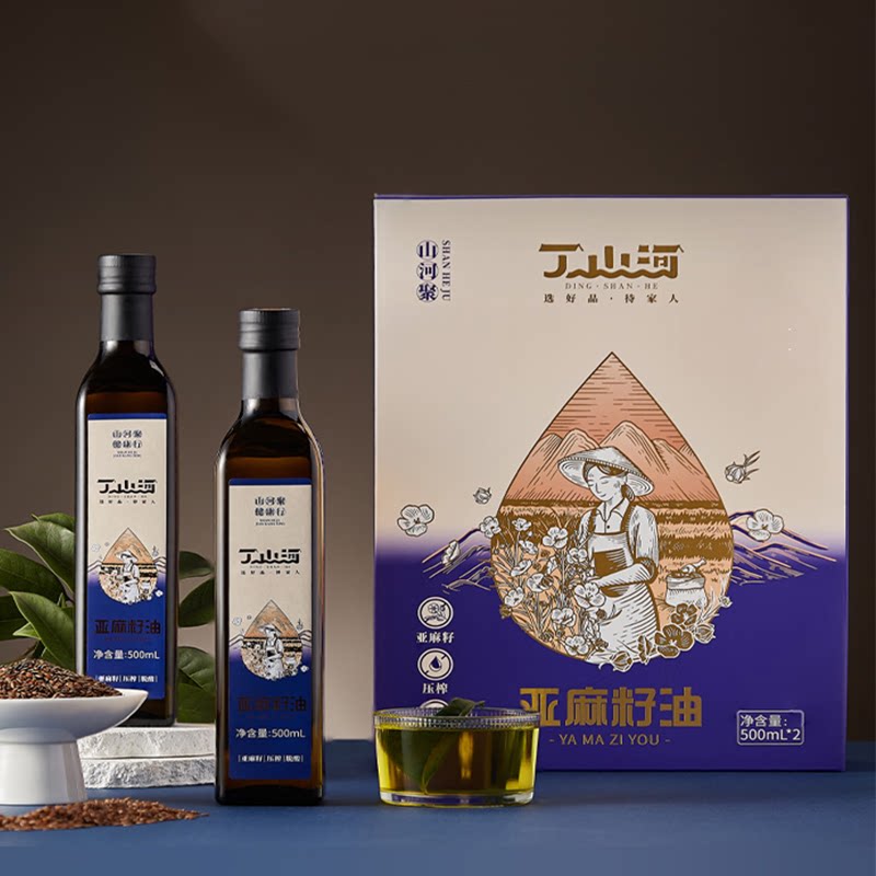 丁山河 有机亚麻籽油omega3一级冷榨婴幼儿直接喝特级初榨纯天然