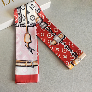 经典黑白百搭小丝巾女细长条高级感围巾缠绑包包手柄网红束发带