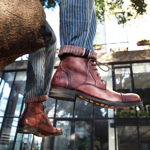 SYD休闲做旧大头欧美男马丁靴