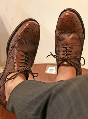 SYD英伦布洛克雕花皮鞋真皮手工男鞋复古休闲鞋商务正装皮鞋婚鞋