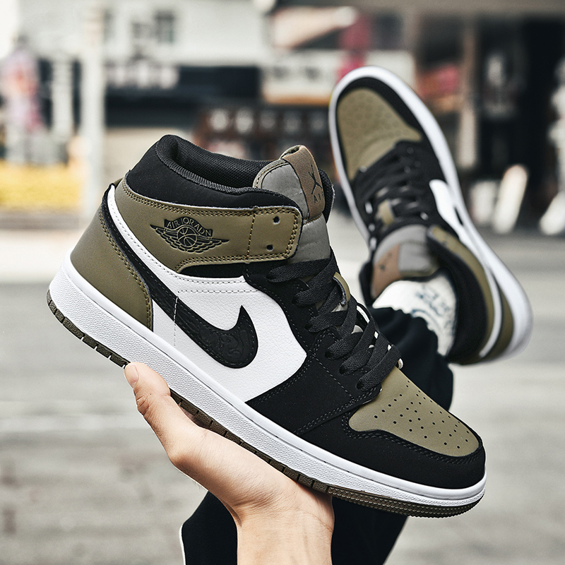 AJ男鞋高帮鞋aj1黑红脚趾运动鞋黑摩卡官网正品莆田影子灰板鞋女