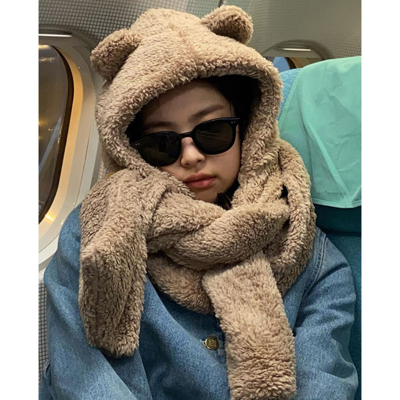 保暖帽子围巾一体帽女韩国ins加厚围脖双层可爱学生骑车小熊护耳,服饰配件/皮带/帽子/围巾,帽子,淘宝优惠券,粉丝福利购,淘宝优惠卷