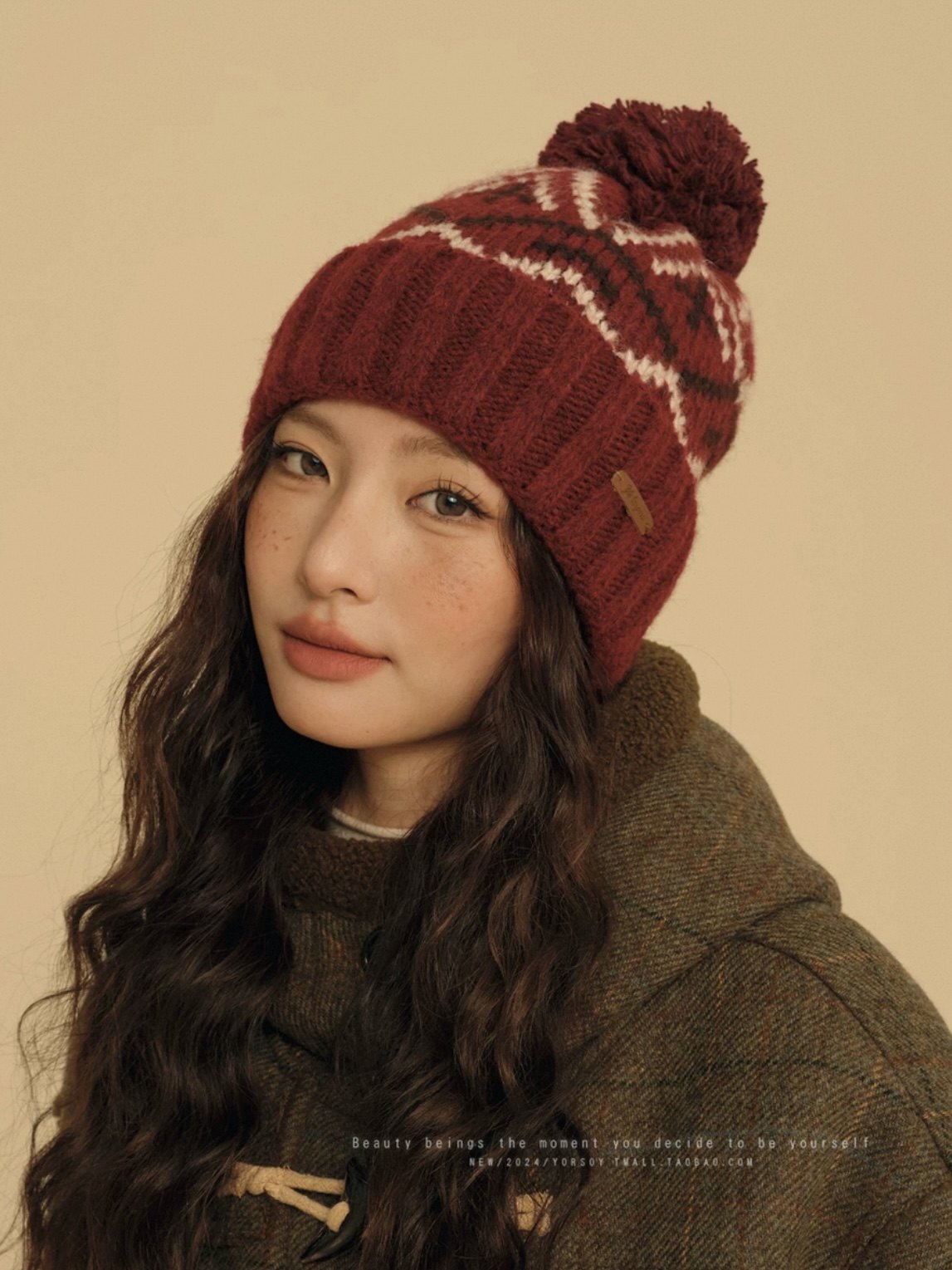 费尔岛风复古红色毛线帽女秋冬保暖护耳针织帽显脸小包头冷帽,服饰配件/皮带/帽子/围巾,帽子,淘宝优惠券,粉丝福利购,淘宝优惠卷