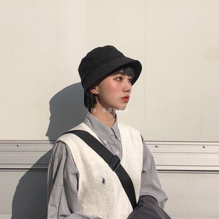 自留韩版 显脸小文艺盆帽男防紫外线 百搭小帽檐渔夫帽子女春夏薄款