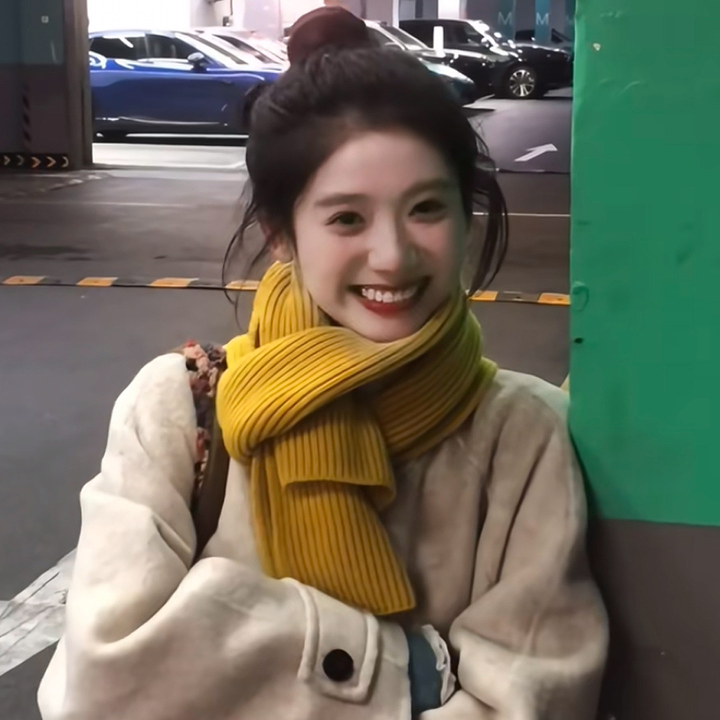 显白姜黄色围巾韩版百搭