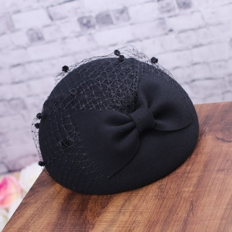 英伦风秋冬蝴蝶结网纱羊毛贝雷帽女士复古毛呢礼帽画家帽子空姐帽,服饰配件/皮带/帽子/围巾,帽子,淘宝优惠券,粉丝福利购,淘宝优惠卷