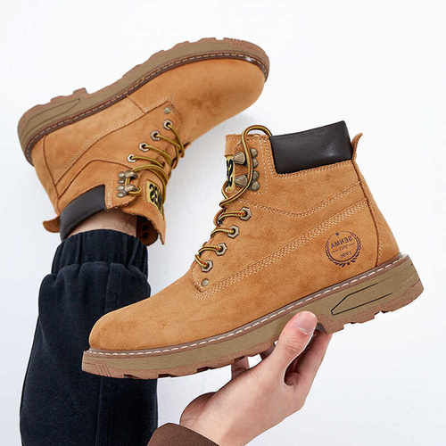 森马高帮马丁靴男复古英伦短靴潮