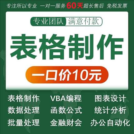 排版excel表格代做制作图表vba宏定制设计函数据处理统计分析整理
