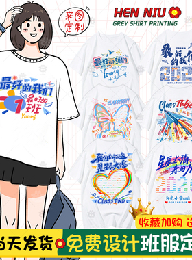 毕业班服定制t恤初高中小学幼儿园聚会运动工作团建文化衫订短袖