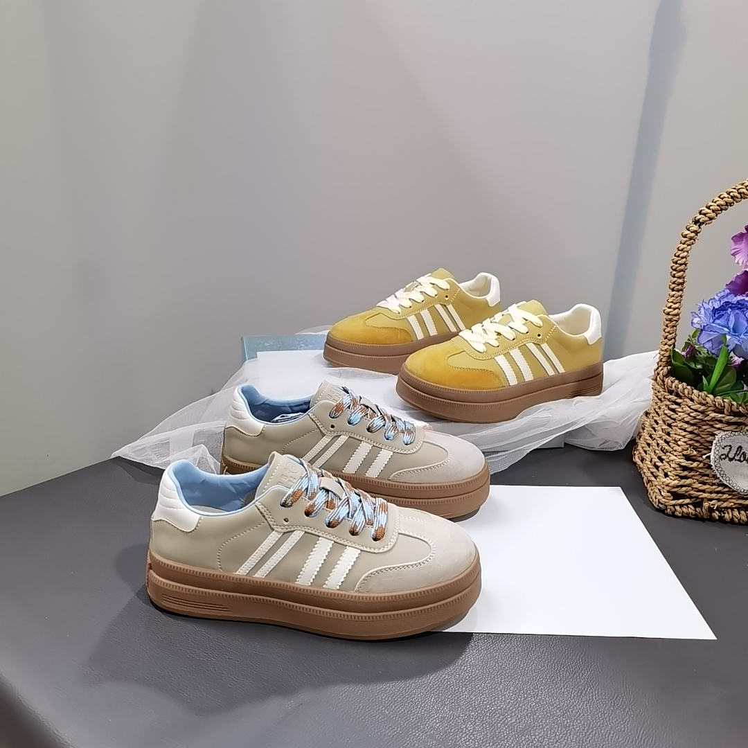 春秋真皮厚底系带德训鞋休闲板鞋