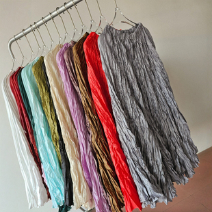 10米大裙摆日系山本裙复古压褶半身裙女大女主显瘦压褶长裙跳舞裙